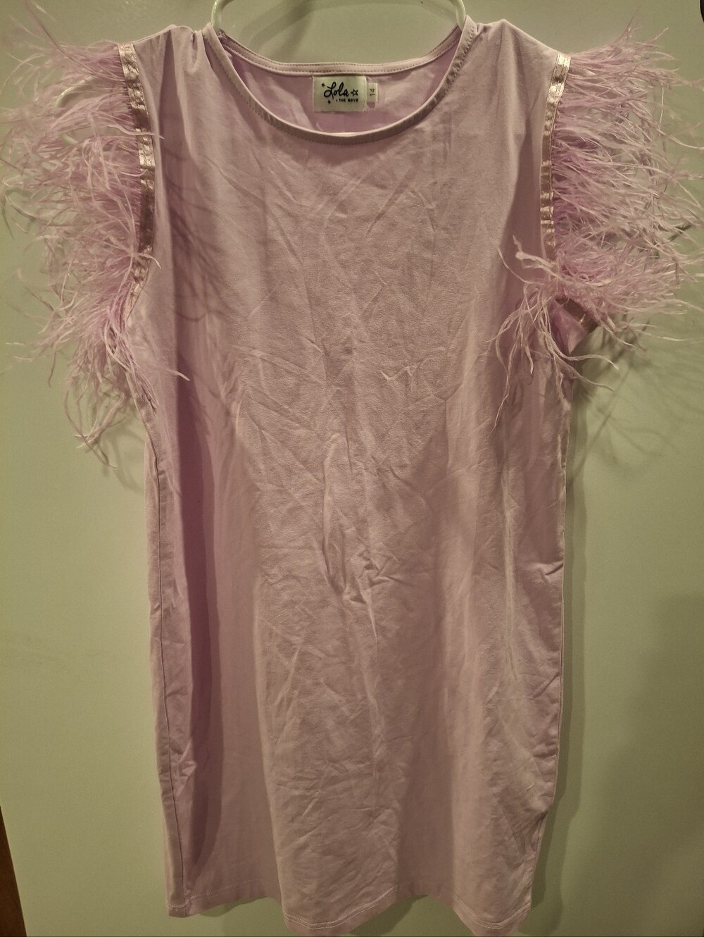 Lola + The Boys Lilac Feather-Trim Dress